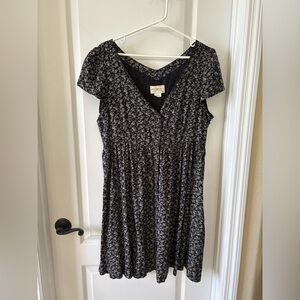 Denim & Supply Ralph Lauren Black Floral Midi Dress Large